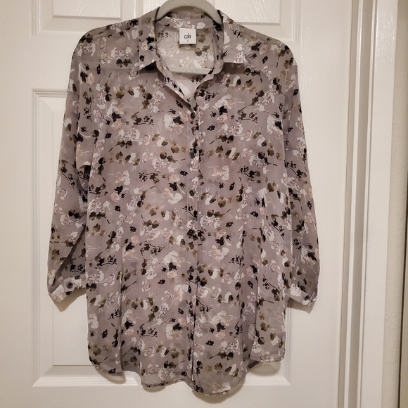 CABI 5204 Matinee Sheer Button Down Blouse S - Picture 2 of 8